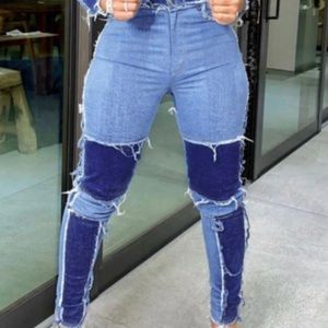 Patchwork denim jeans